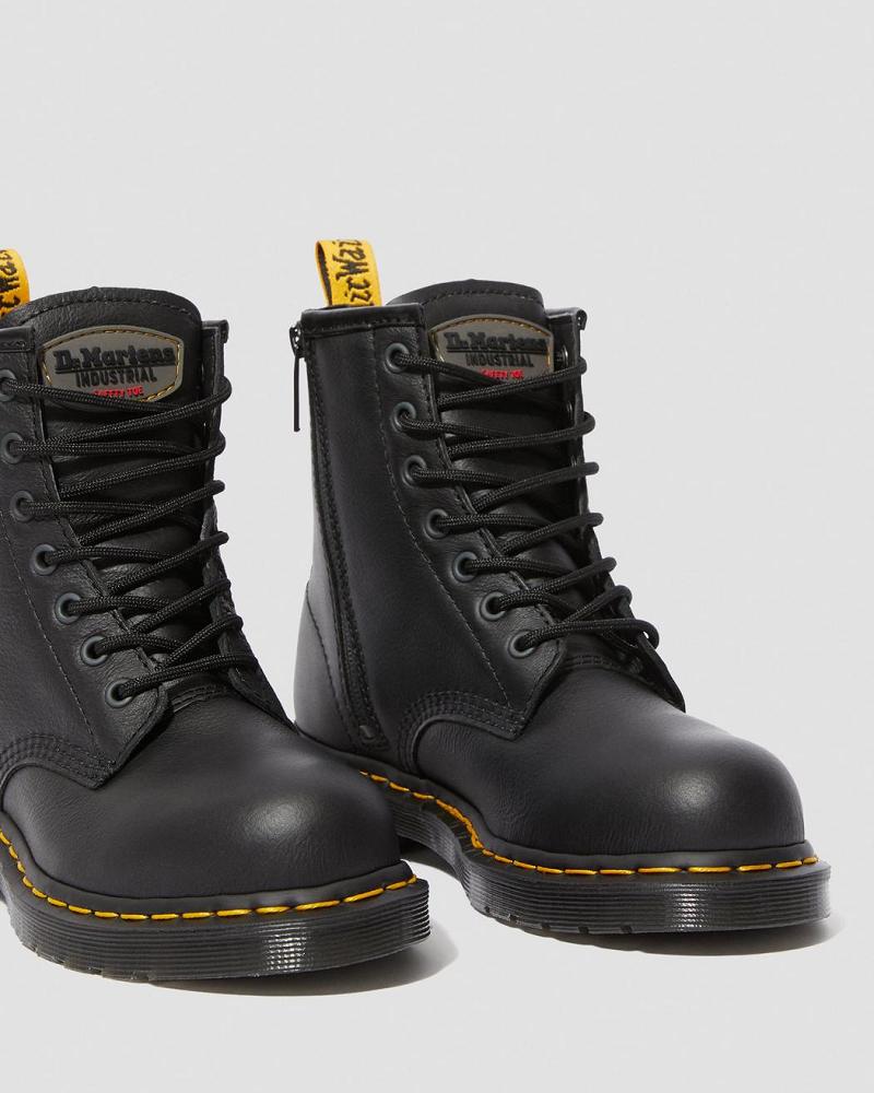 Botas De Trabajo Dr Martens Maple Zip Newark Steel Puntera Mujer Negros | MX 398TCE